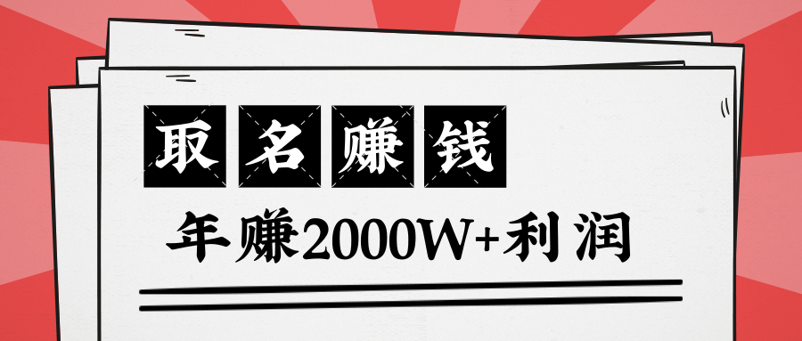 王通：不要小瞧任何一个小领域，取名技能也能快速赚钱，年赚2000W+利润-润泽资源库
