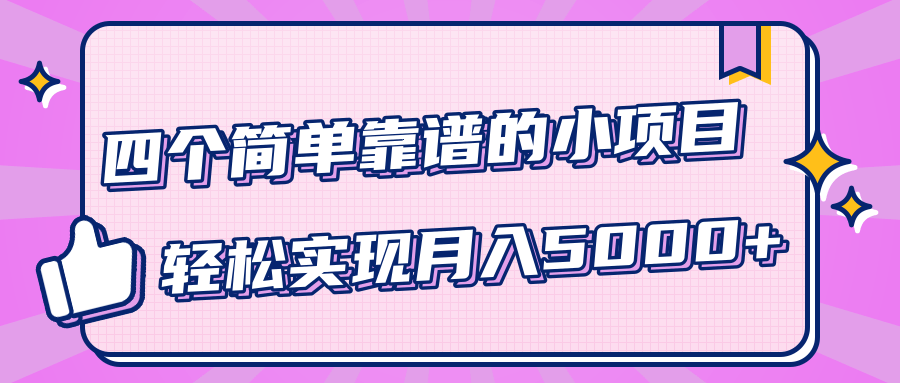 小白实实在在赚钱项目，四个简单靠谱的小项目-轻松实现月入5000+-润泽资源库
