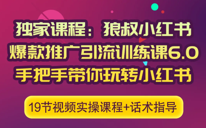 狼叔小红书爆款推广引流训练课6.0，手把手带你玩转小红书-润泽资源库