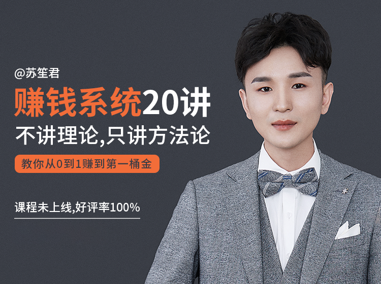 苏笙君的赚钱系统20课 教你从0到1赚到你的第一桶金（不讲理论，只讲方法论）-润泽资源库