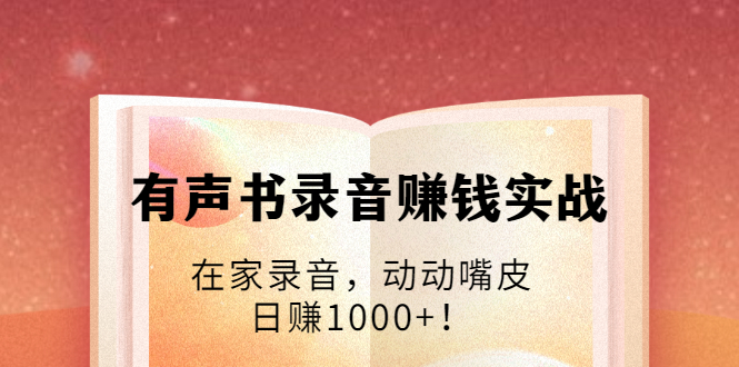 有声书录音赚钱实战：在家录音，动动嘴皮，日赚1000+！-润泽资源库