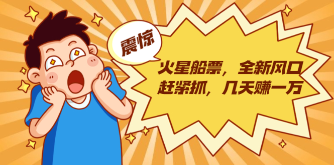 火星船票，全新风口赶紧抓，几天赚一万+摆地摊卖尾货月入一万（5个项目）-润泽资源库