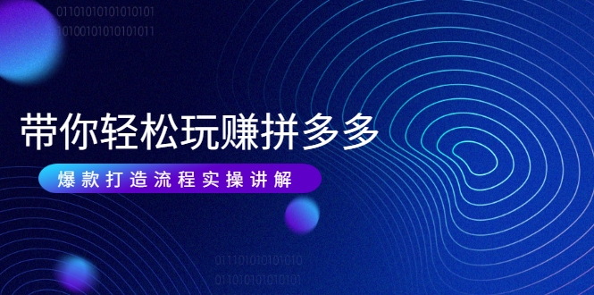 带你轻松玩赚拼多多：花的少 赚的多 爆款更简单 爆款打造流程实操讲解-润泽资源库