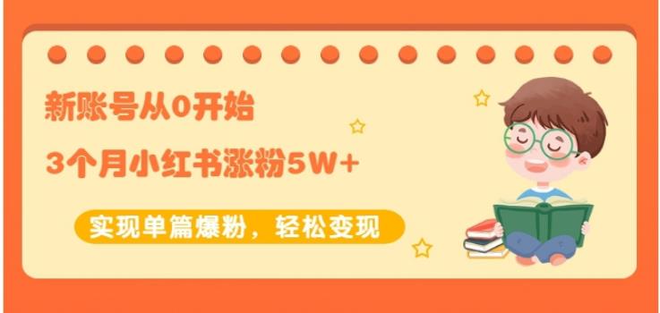 生财小红书涨粉变现：新账号从0开始3个月小红书涨粉5W+实现单篇爆粉-润泽资源库