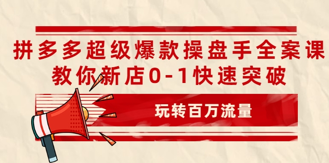 拼多多超级爆款操盘手全案课，教你新店0-1快速突破，玩转百万流量-润泽资源库