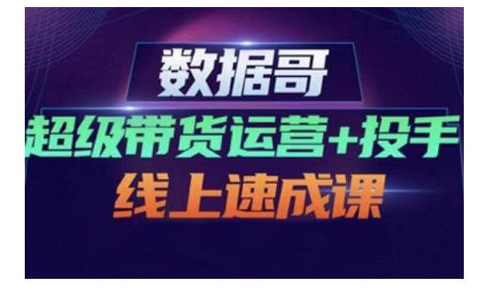 数据哥·超级带货运营+投手线上速成课，快速提升运营和熟悉学会投手技巧-润泽资源库