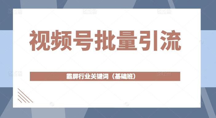 视频号批量引流，霸屏行业关键词（基础班）全面系统讲解视频号玩法-润泽资源库