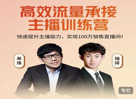 高效流量承接主播训练营：快速提升主播能力,实现100万销售直播间-润泽资源库