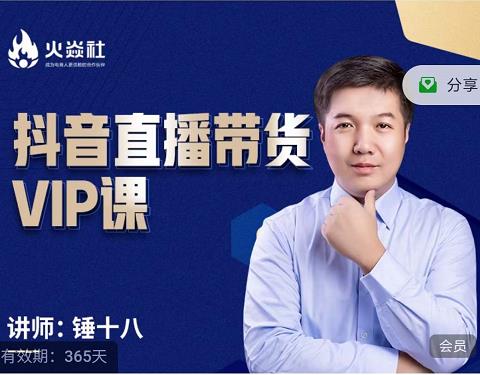 锤十八-抖音直播带货VIP课，专注直播带货有效盈利模式-润泽资源库