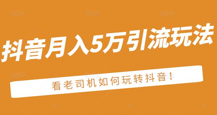 老古董·抖音月入5万引流玩法，看看老司机如何玩转抖音(附赠：抖音另类引流思路)-润泽资源库