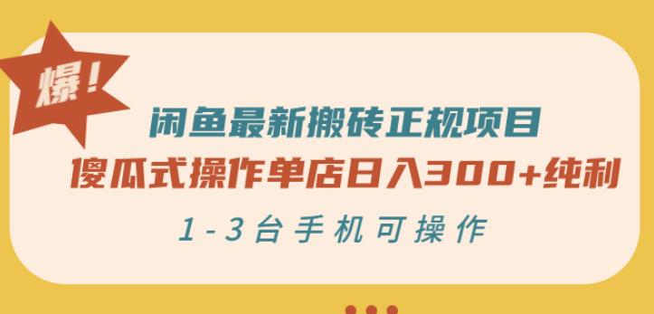 闲鱼最新搬砖正规项目：傻瓜式操作单店日入300+纯利，1-3台手机可操作-润泽资源库