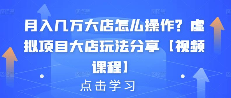 月入几万大店怎么操作？虚拟项目大店玩法分享【视频课程】-润泽资源库