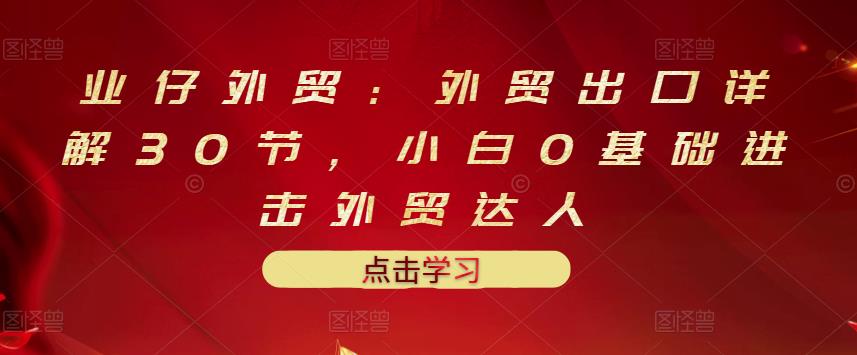 业仔外贸：外贸出口详解30节，小白0基础进击外贸达人 价值666元-润泽资源库