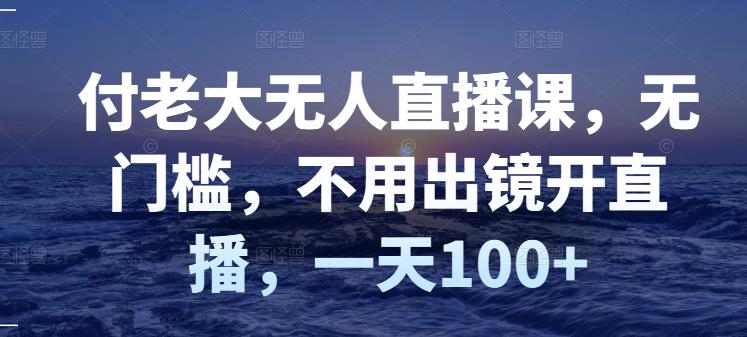 付老大无人直播课，无门槛，不用出镜开直播，一天100+-润泽资源库