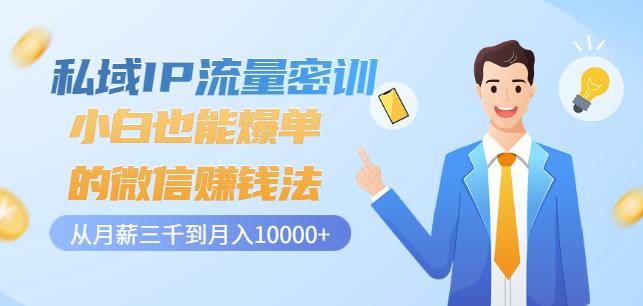 私域IP流量密训：小白也能爆单的微信赚钱法，从月薪三千到月入10000+-润泽资源库