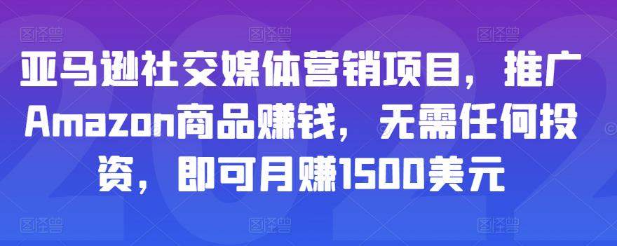 亚马逊社交媒体营销项目，推广Amazon商品赚钱，无需任何投资，即可月赚1500美元-润泽资源库