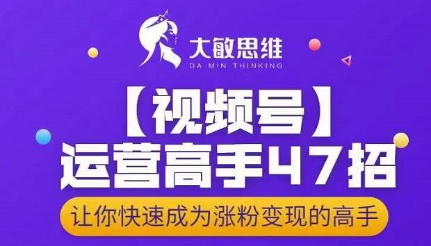 大敏思维-视频号运营高手47招，让你快速成为涨粉变现高手-润泽资源库