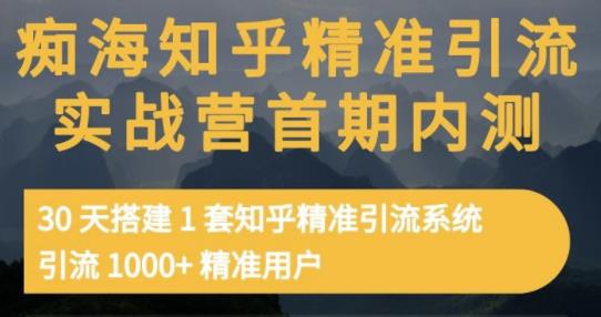 痴海知乎精准引流实战营1-2期，30天搭建1套知乎精准引流系统，引流1000+精准用户-润泽资源库