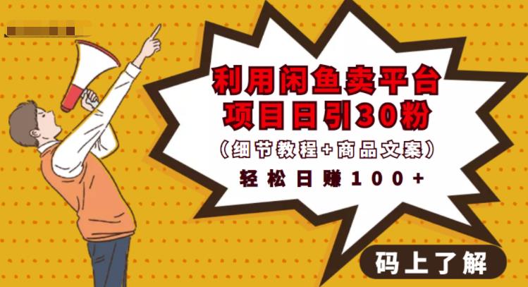 利用闲鱼卖平台项目课程资源日引流30+精准粉丝，轻松日赚100+，积累人脉可实现二次变-润泽资源库