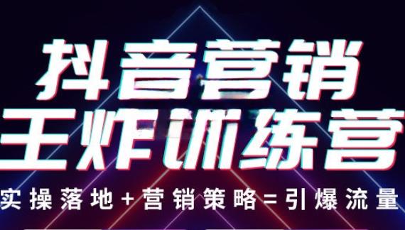 抖音营销王炸训练营，实操落地+营销策略=引爆流量（价值8960元）-润泽资源库