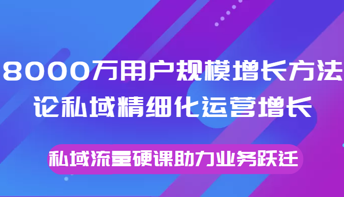 8000万用户规模增长方法论私域精细化运营增长，私域流量硬课助力业务跃迁-润泽资源库