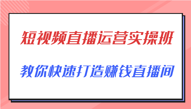 短视频直播运营实操班，直播带货精细化运营实操，教你快速打造赚钱直播间-润泽资源库
