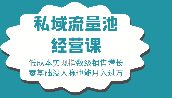 16堂私域流量池经营课：低成本实现指数级销售增长，零基础没人脉也能月入过万-润泽资源库