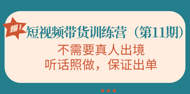 视频带货训练营，不需要真人出境，听话照做，保证出单（第11期）-润泽资源库