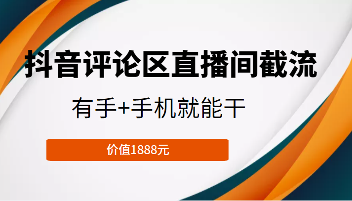 抖音评论区直播间截流，有手+手机就能干，门槛极低，模式可大量复制（价值1888元）-润泽资源库