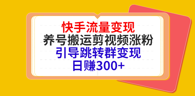 快手流量变现，养号搬运剪视频涨粉，引导跳转群变现日赚300+-润泽资源库
