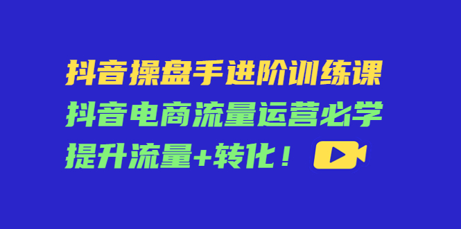 抖音操盘手进阶训练课：抖音电商流量运营必学，提升流量+转化-润泽资源库