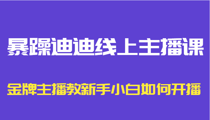 暴躁迪迪线上主播课，金牌主播教新手小白如何开播-润泽资源库