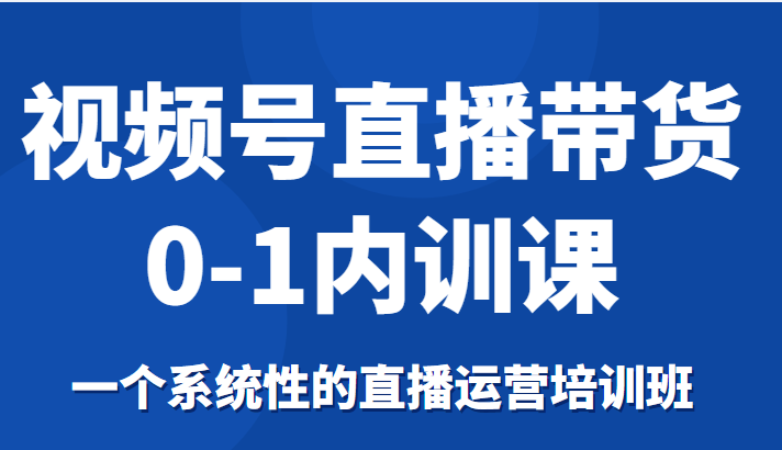 视频号直播带货0-1内训课，一个系统性的直播运营培训班-润泽资源库