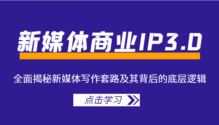 新媒体商业IP3.0，全面揭秘新媒体写作套路及其背后的底层逻辑（价值1299元）-润泽资源库