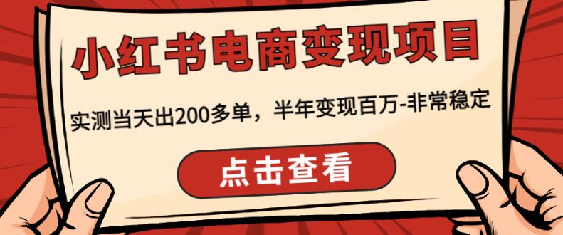 顽石·小红‬书电商变现项目，实测当天出200多单，半年变现百万，非常稳定-润泽资源库
