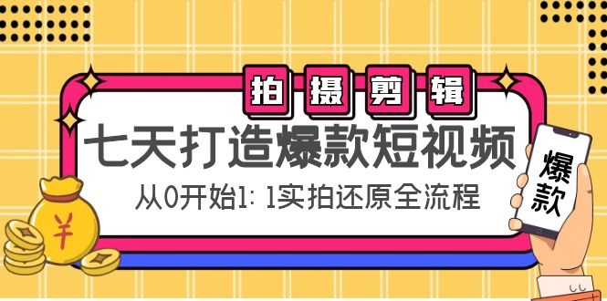 七天打造爆款短视频：拍摄+剪辑实操，从0开始1:1实拍还原实操全流程-润泽资源库
