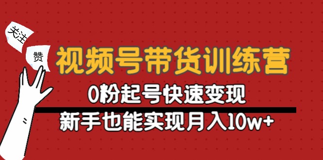视频号带货训练营：0粉起号快速变现，新手也能实现月入10w+-润泽资源库