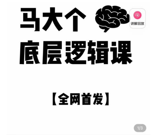 马大个·底层逻辑课，51节底层逻辑智慧课-价值1980元-润泽资源库