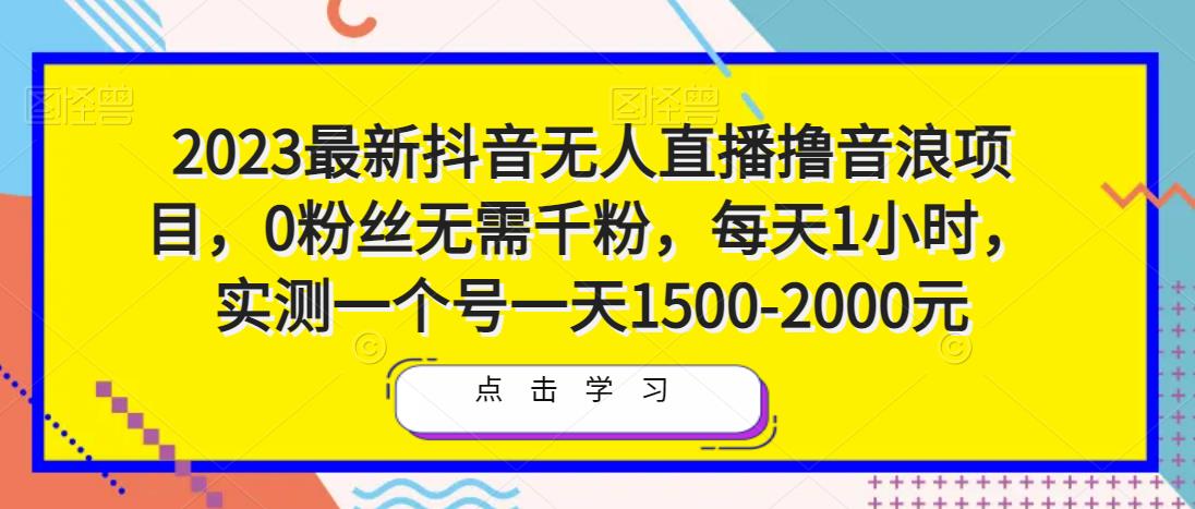 2023最新抖音无人直播撸音浪项目，0粉丝无需千粉，每天1小时，实测一个号一天1500-2000元-润泽资源库