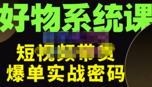 大嘴·好物短视频带货解析，学完你将懂的短视频带货底层逻辑，做出能表现的短视频-润泽资源库