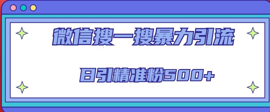 微信搜一搜引流全系列课程，日引精准粉500+（8节课）-润泽资源库