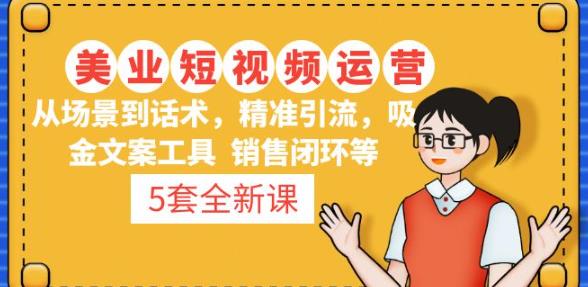 5套·美业短视频运营课从场景到话术·精准引流·吸金文案工具·销售闭环等-润泽资源库