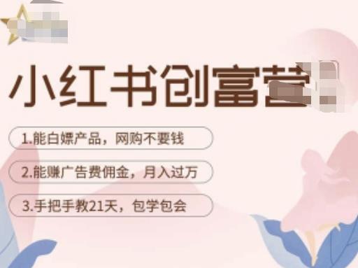 小红书创富营-教小红书带货，陪跑21天，教你赚广告费佣金，月入过万-润泽资源库