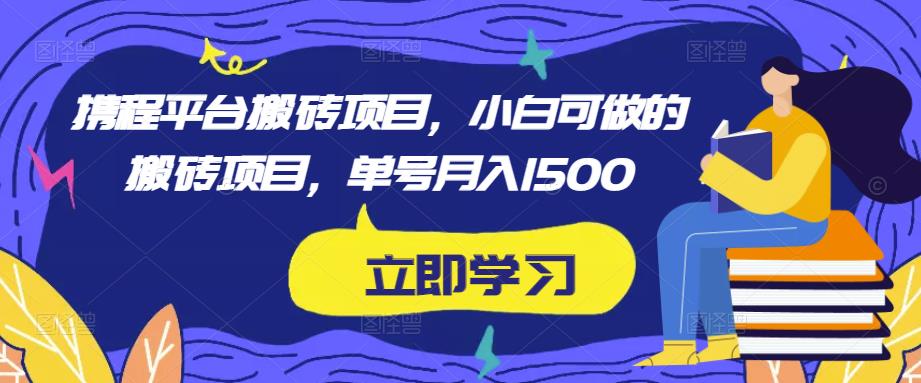 携程平台搬砖项目，小白可做的搬砖项目，单号月入1500-润泽资源库