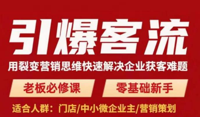 引爆客流，用裂变营销思维快速解决企业获客难题，老板必修课，零基础新手-润泽资源库