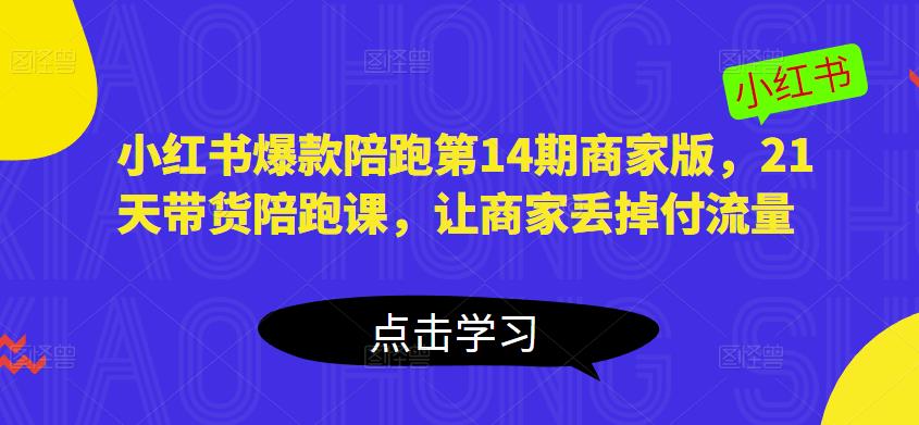 小红书爆款陪跑第14期商家版，21天带货陪跑课，让商家丢掉付流量-润泽资源库