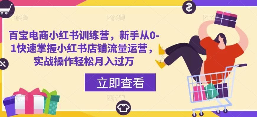 百宝电商小红书训练营，新手从0-1快速掌握小红书店铺流量运营，实战操作轻松月入过万-润泽资源库