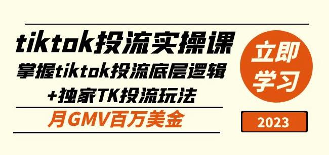 tiktok投流实操课：掌握tiktok投流底层逻辑+独家TK投流玩法月GMV百万美金-润泽资源库