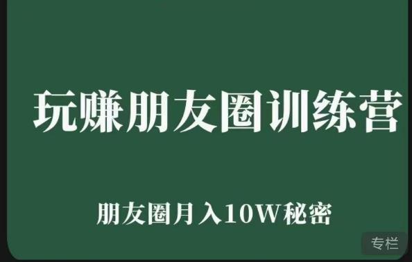 玩赚朋友圈系统课，朋友圈月入10W的秘密，​7天系统图文课程-润泽资源库