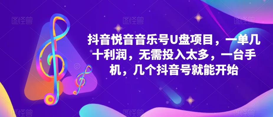 抖音音乐号U盘项目，一单几十利润，无需投入太多，一台手机，几个抖音号就能开始-润泽资源库